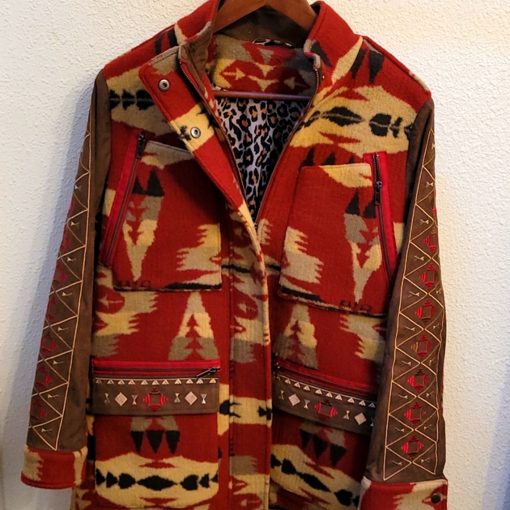 Unique jacket with a western/indian print